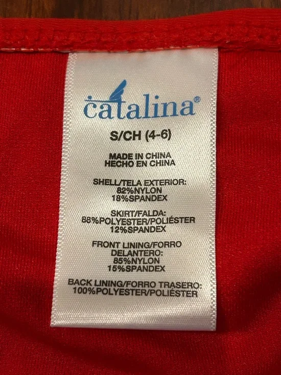 NWT Catalina Bright Red Swim Skirt Bottom Skort Small 4/6 Bathing Suit - Picture 7 of 10